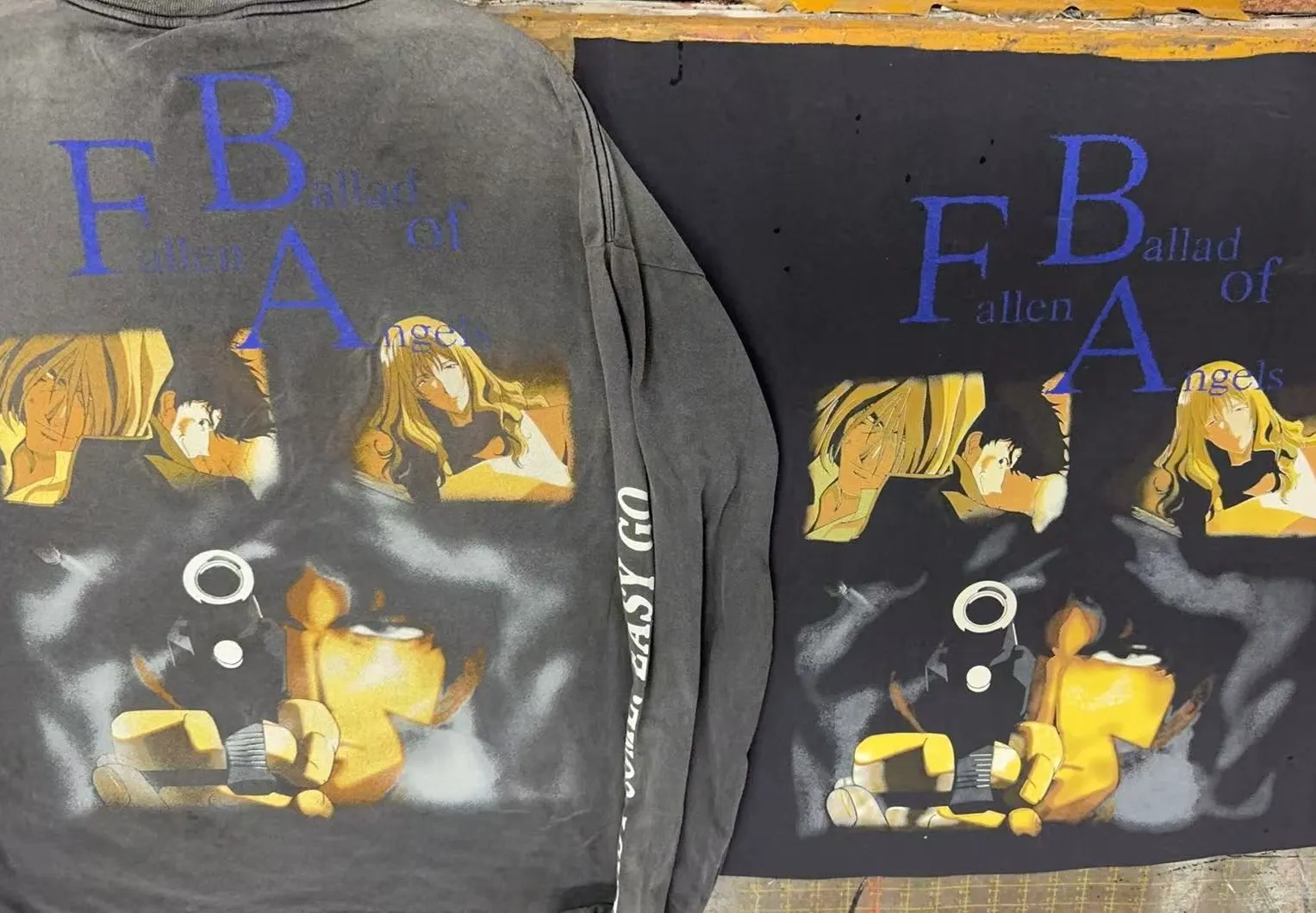 Printing proofing SAINT Mxxxxxx × カウボーイビバップ CB_SS TEE/COWBOY BEBOP/BLK Cowboy Bebop co-branded distressed TEE Washed black S-XL Big IP animation co-branded Super cool printing design distressed printing Asut garment dyeing re-washed distressed Customized co-branded accessories Correct version